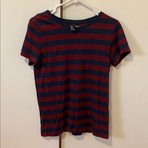 Forever 21 red and navy striped tee